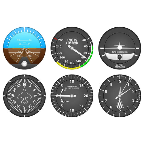 Set Of 6 Aircraft Instrument