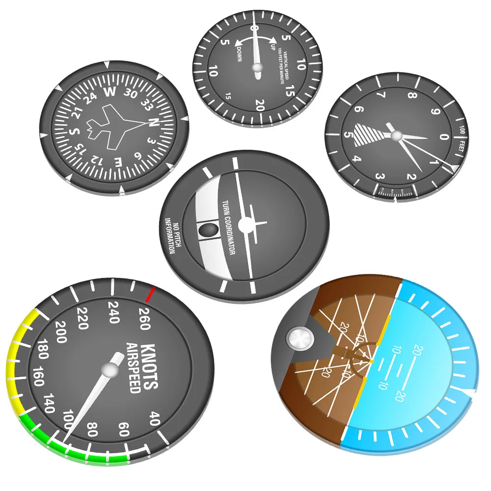 Set Of 6 Aircraft Instrument